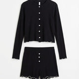 Amour Heart Shorts Set Black