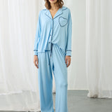 AMOUR KALPLİ PİJAMA SET MAVİ