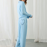 AMOUR KALPLİ PİJAMA SET MAVİ